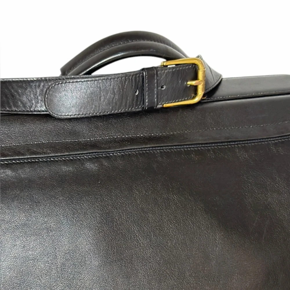 Coach Vintage Briefcase Bag 0514 Black Glove Tanned Leather Top Handle Crossbody